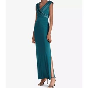 RalphLauren sleeveless portrait collar draped gown